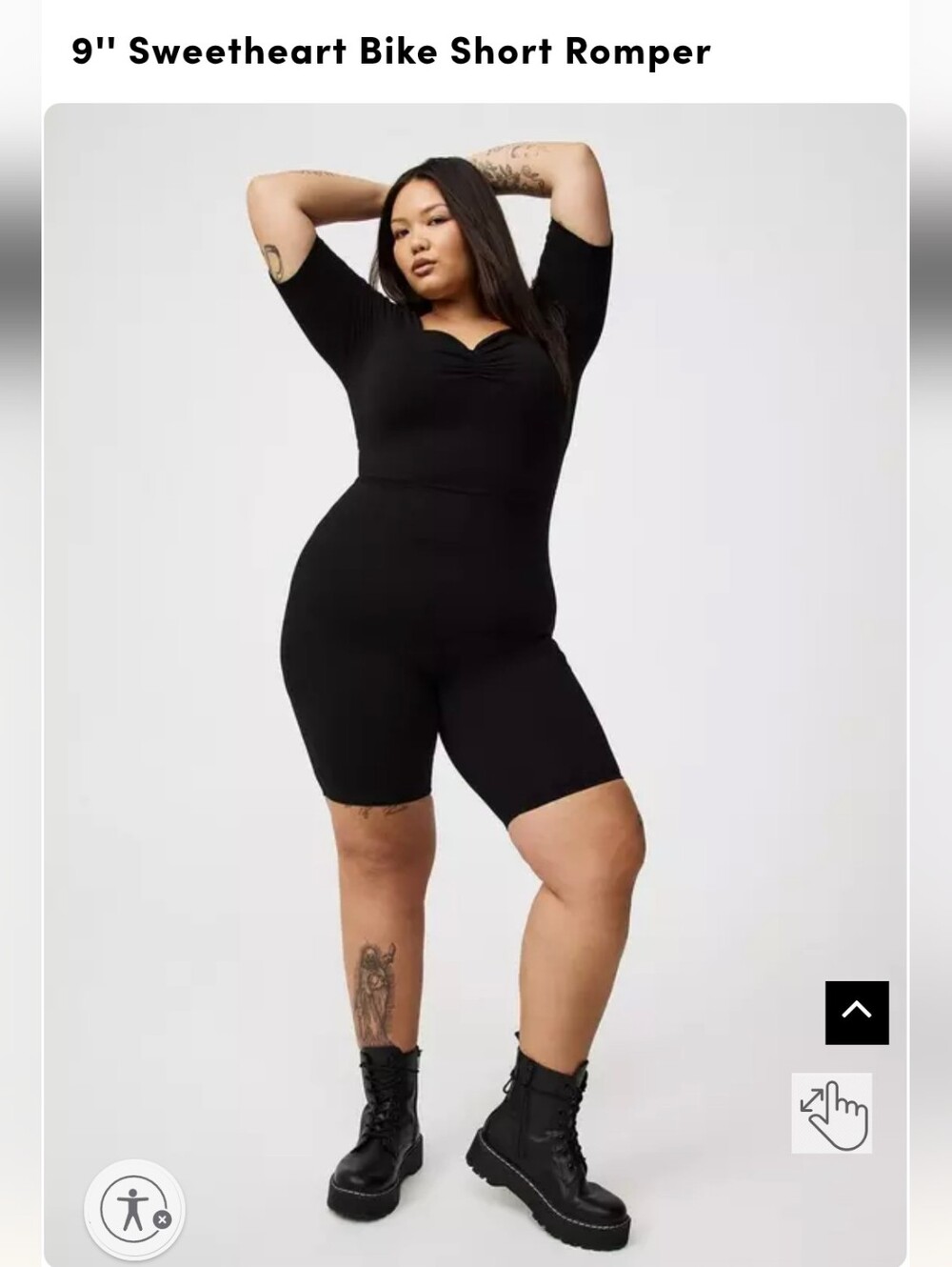 Torrid Cotton Romper Catsuit Black 9'' Sweetheart Neck Bike Shorts Romper 3x  4x
